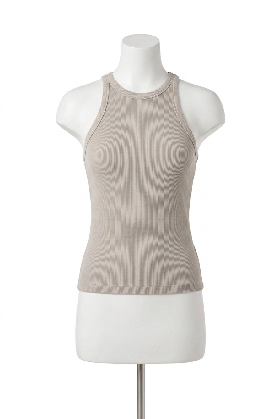 NEW AGOLDE rayne high neck tank top in drab tan